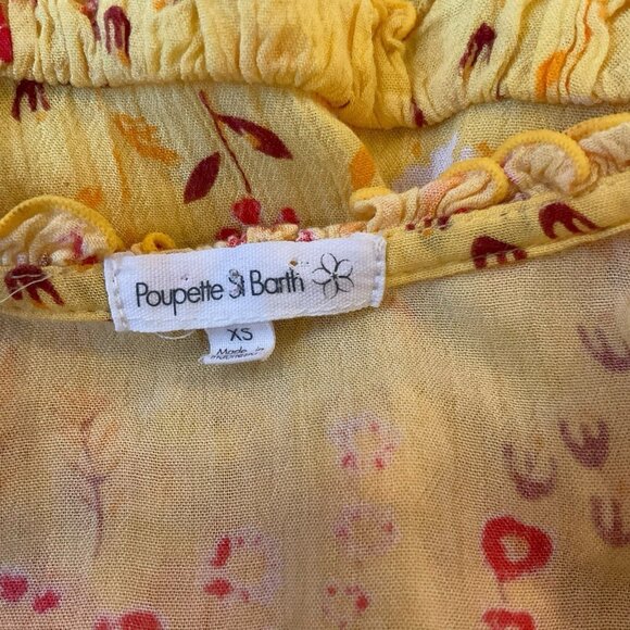 Poupette St Barth Mini Yellow Floral Sun Summer Dress XS V-neck Ruffle - Picture 9 of 13